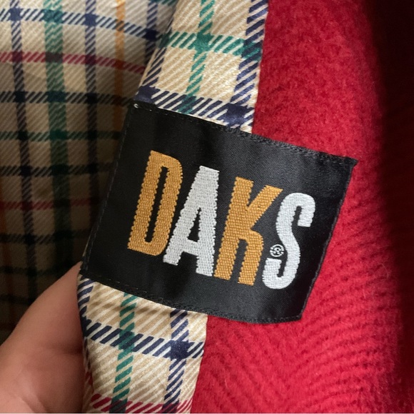 Daks Crimson Red Herringbone Wool Blend Car Coat - Picture 5 of 12